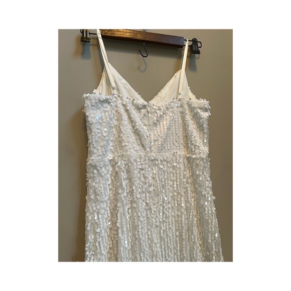 White Sequin Sleeveless Maxi Dress | wedding bachelorette - Picture 3 of 6